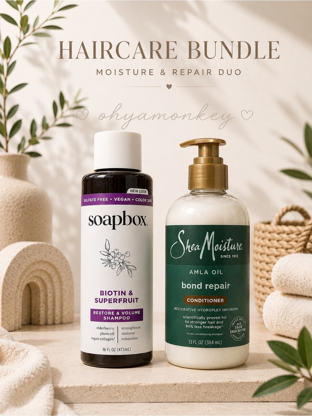 Soapbox Shampoo & Shea Moisture Conditioner Bundle  $25